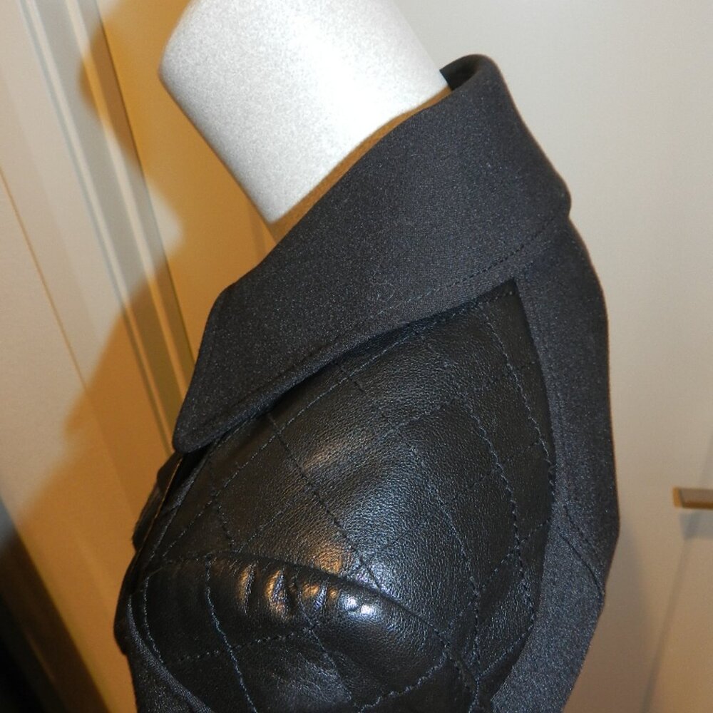 White House Black Market Leather Trim Black Moto Jacket Size XXS - Picture 7 of 15